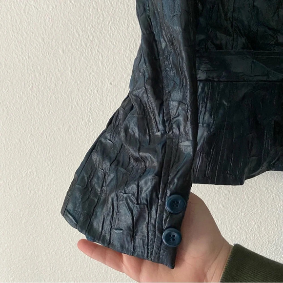 Erin London Vintage Grunge Gothic Crinkle Faux Leather Blazer Jacket Medium - Picture 9 of 14